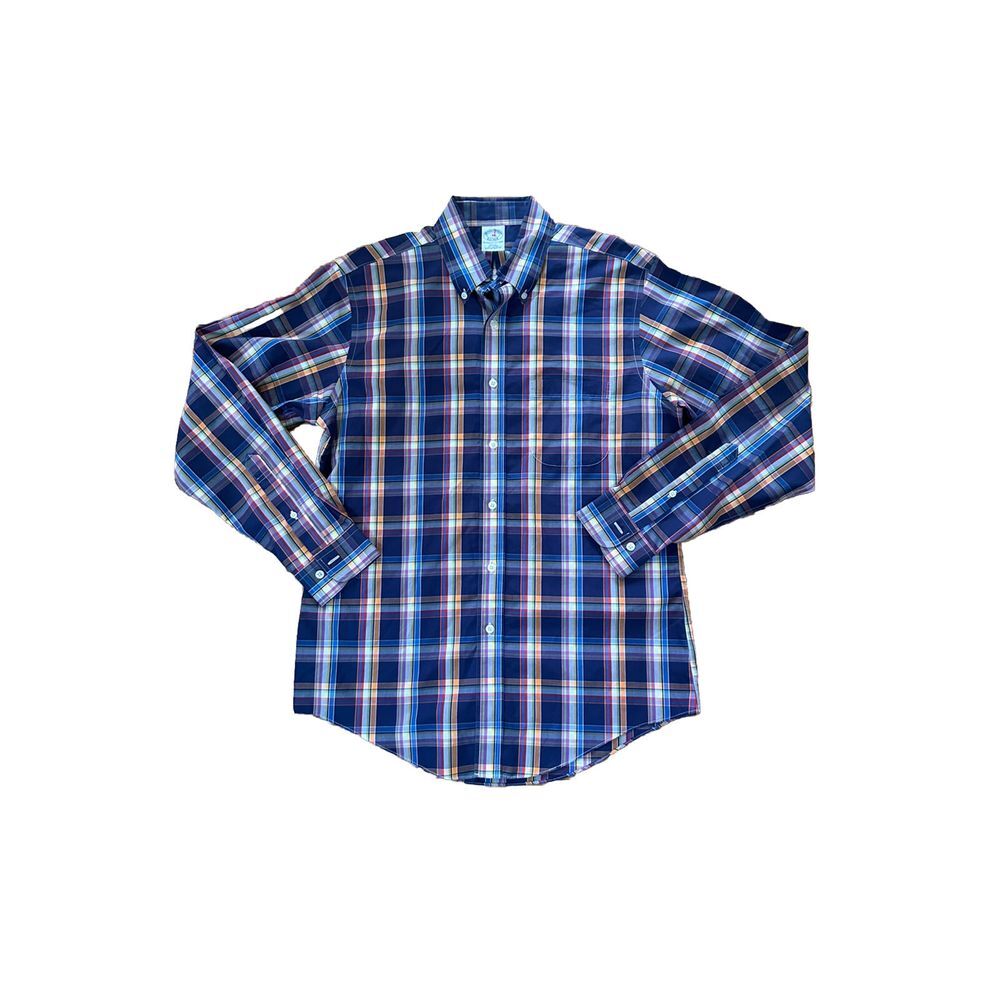 Brooks Brothers Slim Fit Original Polo M‎ Plaid Long Sleeve Shirt Non-iron